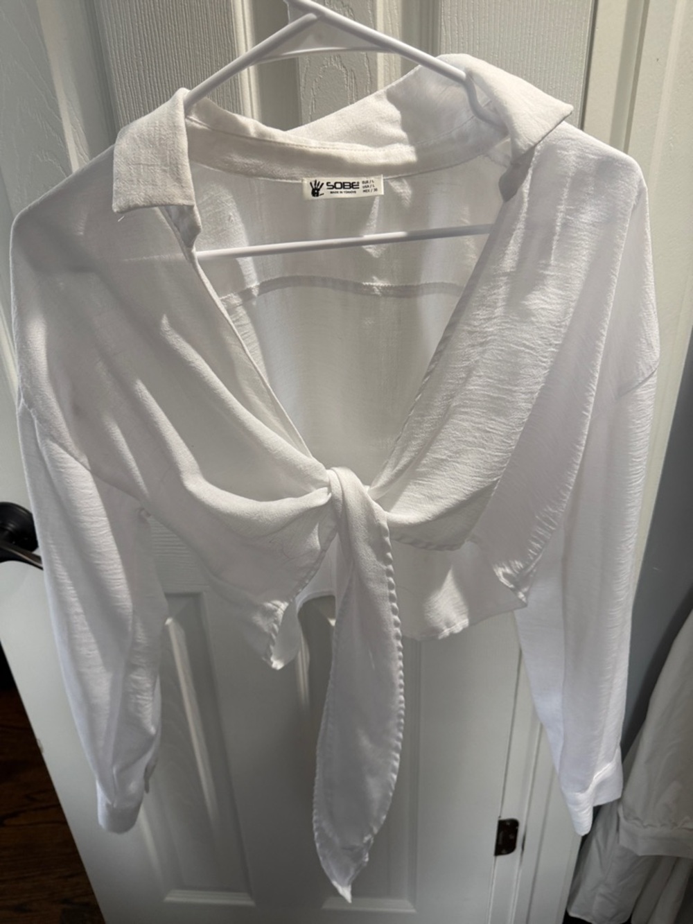 White Tie-Front Women's Blouse
